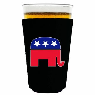 Republican Party Elephant Logo Neoprene Collapsible Pint Glass Coolie,  Gop