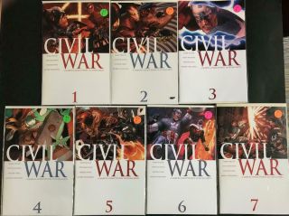 Civil War 1,  2,  3,  4,  5,  6,  7 Avg Grade Vf,  /nm - Marvel Comics 2006 Complete Series