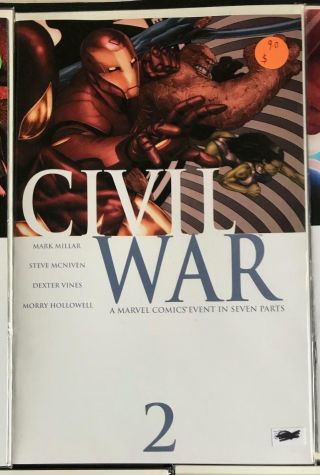 Civil War 1,  2,  3,  4,  5,  6,  7 Avg Grade VF,  /NM - Marvel Comics 2006 Complete Series 3