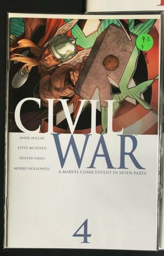 Civil War 1,  2,  3,  4,  5,  6,  7 Avg Grade VF,  /NM - Marvel Comics 2006 Complete Series 5
