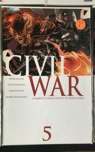 Civil War 1,  2,  3,  4,  5,  6,  7 Avg Grade VF,  /NM - Marvel Comics 2006 Complete Series 6
