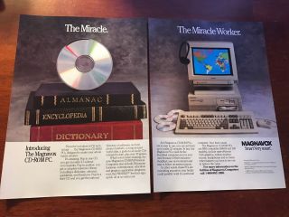 1990 Vintage 2pg Print Ad For The Magnavox Cd - Rom Pc Computer Miracle Worker