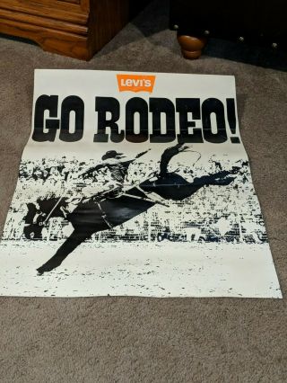 Vintage Levi Jeans Poster Go Rodeo
