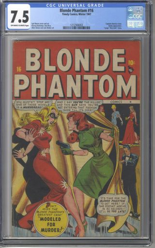 Blonde Phantom 16 Cgc 7.  5 Golden Age Good Girl Art Captain America