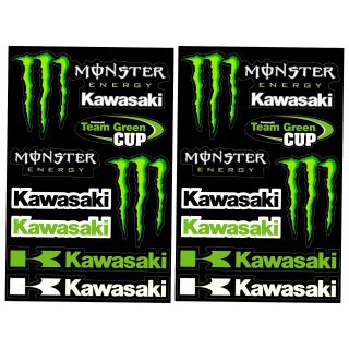 2x Kawasaki Monster Energy Drink Logo Sheet Of Decal Sticker Dirt Bike Mx Atv