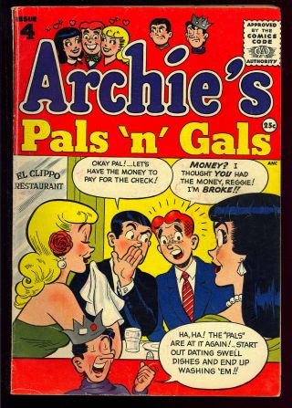 Archie’s Pals N Gals 4 Betty & Veronica Golden Age Giant Comic 1955 Vg - Fn