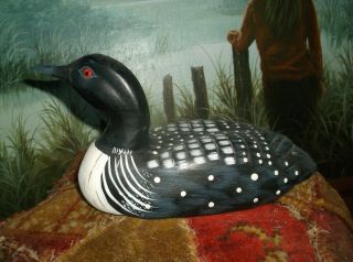 Hand Carved And Painted Loon,  Glass Eye,  Eastern Shore Purchase,  Nicely Carved