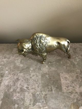 Brass Buffalo Statue American Bison Figurine