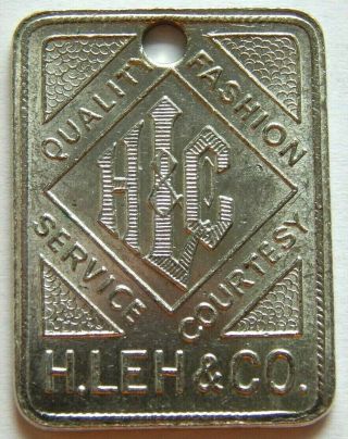 Vintage Charge Coin H.  Leh & Co Allentown Pa Cc 52014 Square Lqqk