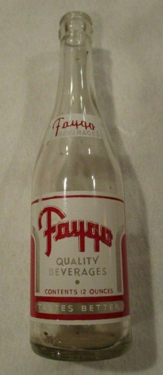 Rare Duraglas Faygo 12 Oz Detroit Michigan Glass Soda Pop Bottle