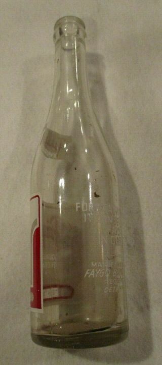 Rare Duraglas FAYGO 12 oz DETROIT MICHIGAN Glass Soda Pop Bottle 2