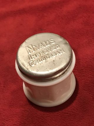 Vintage Nyal’s Improved Cold Cream,  Milk Glass Jar,  Empty, .