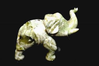 Antique Green Jade Marble Stone Elephant Figurine Collectible