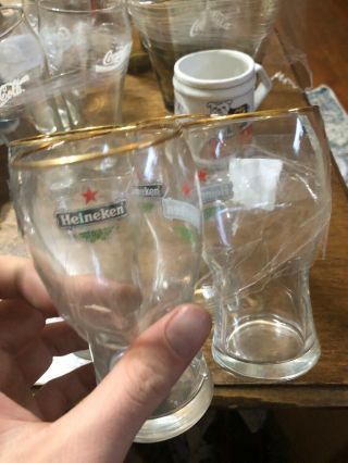 Set Of 4 Heineken Beer Glasses Half Pints