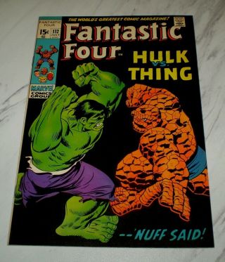 Fantastic Four 112 Nm,  9.  6 Ow Pages 1971 Marvel Hulk Thing Battle Cover