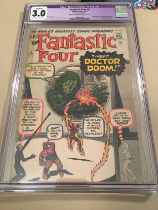Fantastic Four 5 Cgc 3.  0 First Appearance Of Doctor Doom