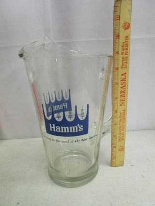 Vintage HAMM ' S GLASS BEER PITCHER (Refreshing As the Land of Sky Blue Waters) 2