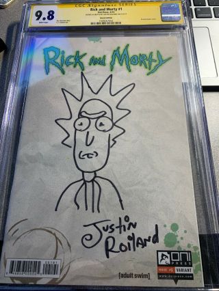 Rick And Morty 1 Partial Blank Ss Cgc 9.  8 Justin Roiland Sketch