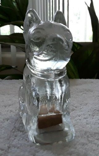 Antique Glass Boston Terrier Figurine Candy Container Jeanette Co.  W Paper Lid