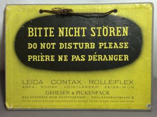 Vtg German Camera Darkroom Sign Do Not Disturb Advertising Leica/zeiss/agfa Rare
