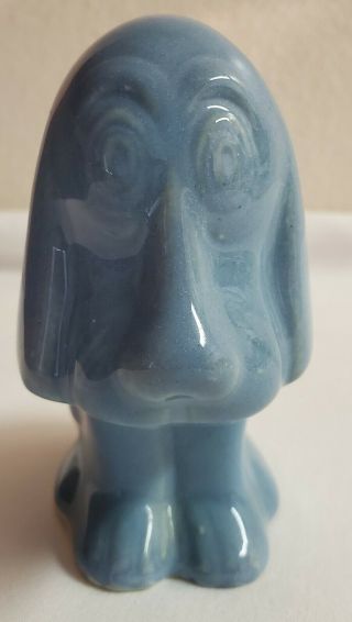 Vintage Blue Basset Hound Dog Ceramic Glaze Mini Planter Succulent Herbs Kitsch