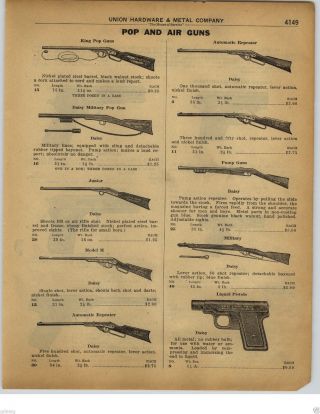 1922 Paper Ad King Pop Gun Daisy Bb Gun Air Rifle Military Repeater Pump Action