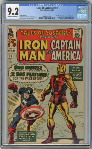 1964 Tales Of Suspense 59 Cgc 9.  2 Iron Man/captain America Begins