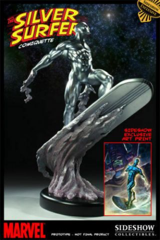 Sideshow Collectibles Silver Surfer Premium Format Statue Exclusive With Art