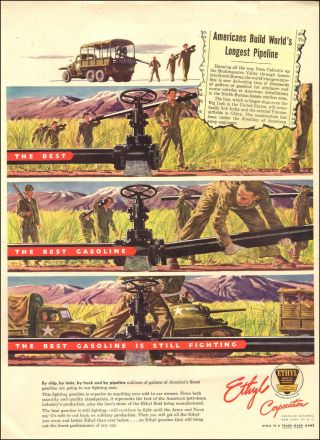 19435 Ww2 Ad Ethyl Gasoline Art Army Builds Worlds Longest Pipeline 110618