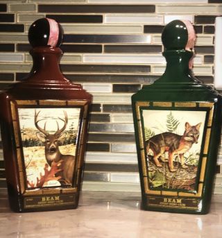 Jim Beam - James Lockhart Bottle White Tailed Deer Buck & Red Fox (empty)