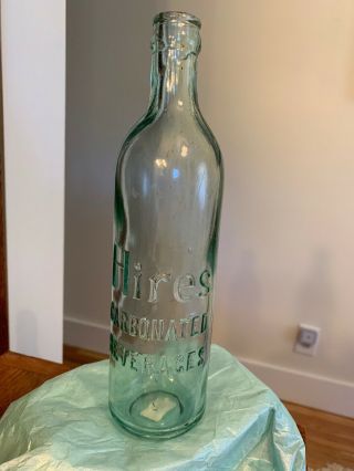 Hires Carbonated Beverage Vintage Soda Bottles Light Green Glass Crown Top