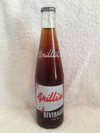 Rare Full 12oz Grilli’s Root Beer Acl Soda Bottle Detroit,  Michigan