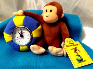 Curious George Plush Ball Clock By Applause Gift With Tags & Battery