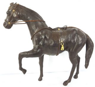 Vintage Leather Wrapped Equine Horse Figurine Statue