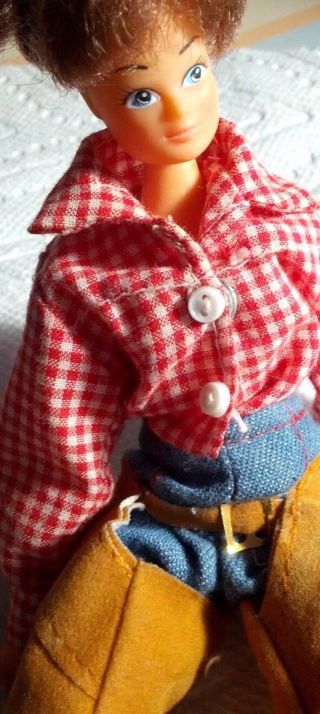 Vintage Brenda Breyer 8 " Doll Western Rider Cowgirl Brunette Checkered Chaps Euc