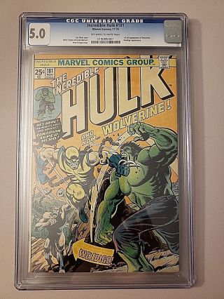 , Grader Notes Pic Incredible Hulk 181 Cgc 5.  0 Ow/w 1st Wolverine