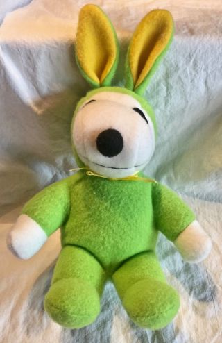 Snoopy In Green Bunny Suit Plush Peanuts Stuffed Animal Easter