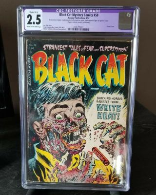 Black Cat Mystery 50 1954 Harvey Classic Melting Face Cover Cgc 2.  5 Restored