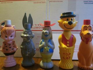 Vintage Soaky Bottles Bugs Bunny,  Pebbles,  Deputy Dog,  Top Cat And Pluto