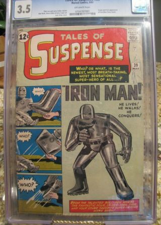 Tales Of Suspense 39 Cgc 3.  5 (mar 1963,  Marvel) Iron Man 1st App.
