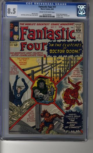 Fantastic Four 17 - Cgc 8.  5 Cream/ow Pages - Doctor Doom & Hank Pym Appearance