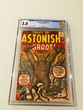 Tales To Astonish 13 Cgc 3.  0 Ow - White Pages 1st Groot Guardians Of The Galaxy