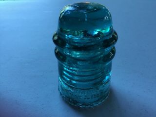Vintage Hemingray Glass Insulator Green Aqua Blue Turquoise May 2 1893