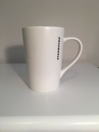 Starbucks 2012 Mug Tall White Ceramic Coffee Cup W/ Gold Stripe Logo 16 Oz Matte