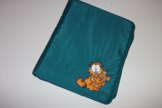 Vintage 80s Garfield 3 - Ring Binder Zipper Mead Trapper Keeper Embroidered -