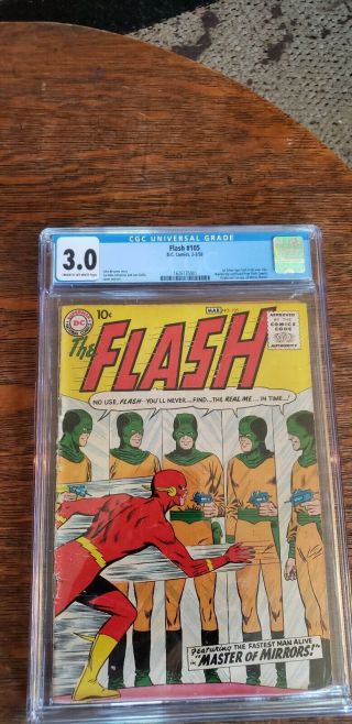 Flash 105 1st Silver Age Dc 1959 1st Flash & Mirror Master 3.  0 Cgc