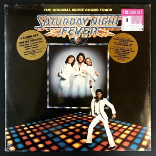 Saturday Night Fever 1977 Orig 2lp With 3 Stickers Bee Gees No Cuts