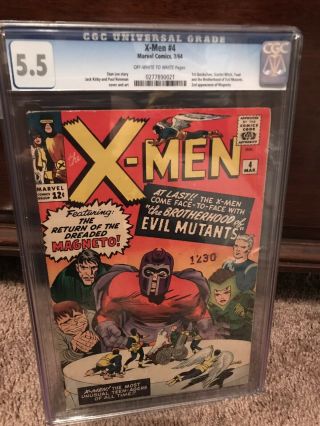 Uncanny X - Men 4 1st Scarlet Witch & Quicksilver,  2nd Magneto Cgc 5.  5 Hot Ow/w