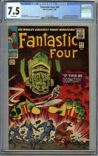Fantastic Four 49 Cgc 7.  5 White Pages - 1st Full Galactus/silver Surfer Cover