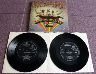 The Beatles,  Magical Mystery Tour,  1967 Parlophone Record Label 2 E.  P.  Set.